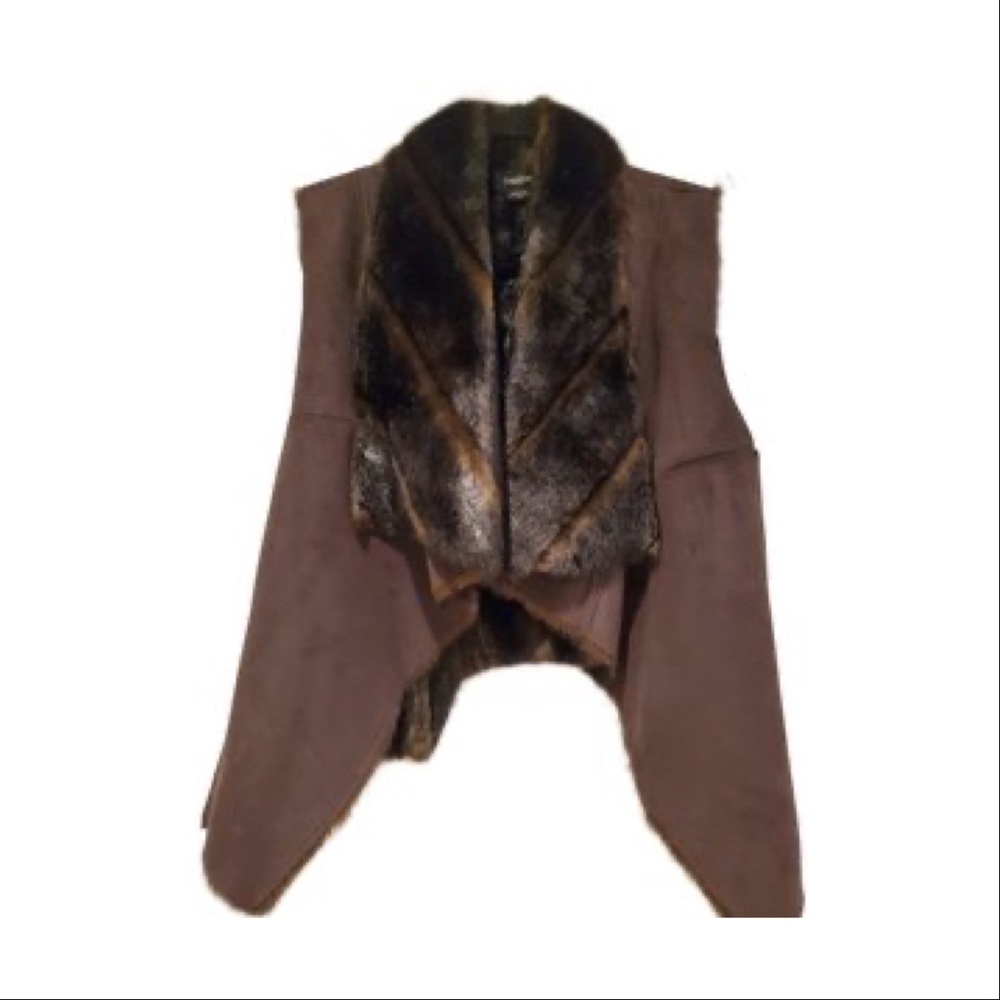 BEBE reversible brown fur vest